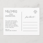 Carte Postale Elégant noir noir Mariage photo Merci (Dos)