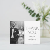 Carte Postale Elégant noir noir Mariage photo Merci (Debout devant)