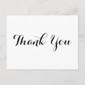 Carte Postale Élégant noir script personnalisé Merci blanc (Devant)