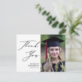 Carte Postale Élégant noir Script Simple Merci de graduation (Debout devant)