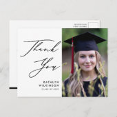 Carte Postale Élégant noir Script Simple Merci de graduation (Devant / Derrière)