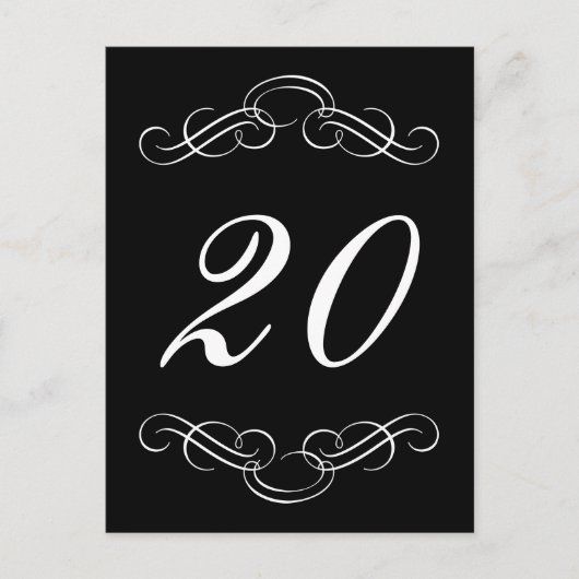 Carte Postale Élégant nombre de tables florales (noir / blanc) (Devant)