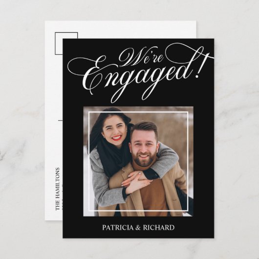 Carte Postale Élégant Nous sommes engagés Faire-part Fiançailles (Devant / Derrière)