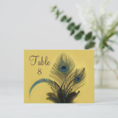Carte Postale Élégant numéro de tableau de paon (jaune) (Debout devant)