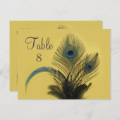 Carte Postale Élégant numéro de tableau de paon (jaune) (Devant / Derrière)