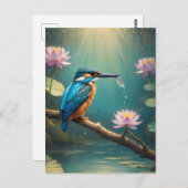 Carte Postale Élégant oiseau de martin-pêcheur (Devant / Derrière)