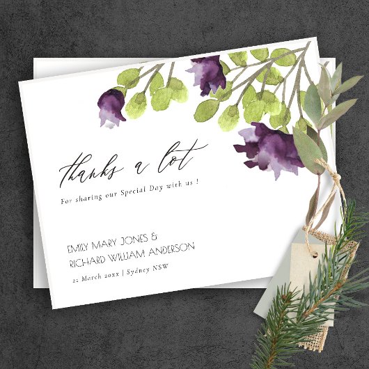 CARTE POSTALE ELÉGANT OR BLEU EAU COULEUR FLORAL MERCI