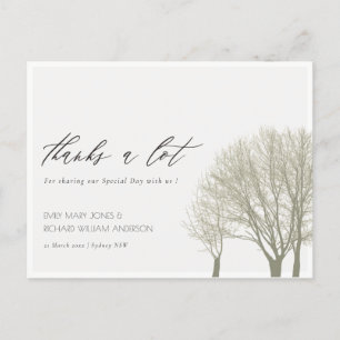 CARTE POSTALE ÉLÉGANT OR GRIS AUTOMNE ARBRES MERCI