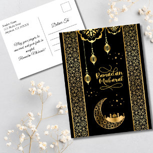 Carte Postale Elégant or Motifs islamiques Ramadan Moubarak