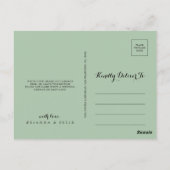 Carte Postale Élégant or vert Calligraphie Merci (Dos)