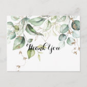 Carte Postale Élégant or vert Calligraphie Merci (Devant)