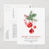 Carte Postale Élégant Ornement Rouge Joyeux Noël (Devant / Derrière)