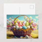 Carte Postale Élégant Panier Festif Des Oeufs De Pâques (Devant / Derrière)