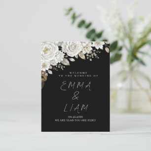 Carte Postale Élégant Panneau de Bienvenue de Mariage en Or Noir