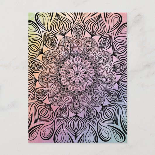 Carte Postale Élégant Pastel Mandala Trippy Psychedelic Hippie (Devant)