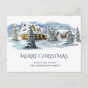 Carte Postale Élégant Pays d'hiver Terrain Noël Salutation