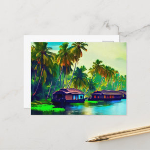 Carte Postale Elégant paysage naturel du Kerala de cocotiers