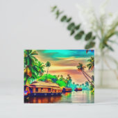 Carte Postale Elégant paysage naturel du Kerala de cocotiers (Debout devant)