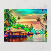 Carte Postale Elégant paysage naturel du Kerala de cocotiers (Devant)