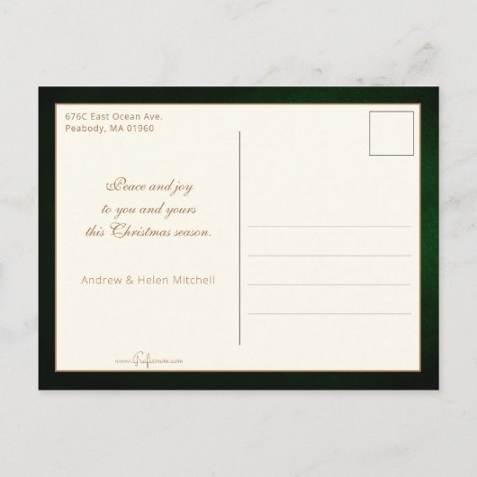 Carte Postale Elegant Peace on Earth Gold Script et arbre (Dos)