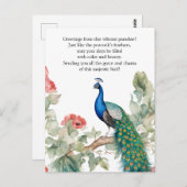Carte Postale Elégant Peacock (Devant / Derrière)