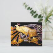CARTE POSTALE ÉLÉGANT PEACOCK EN NOIR JAUNE (Debout devant)
