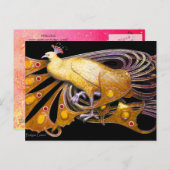 CARTE POSTALE ÉLÉGANT PEACOCK EN NOIR JAUNE (Devant / Derrière)