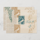 Carte Postale Elégant Peacocks Numéro de tableau (Devant / Derrière)