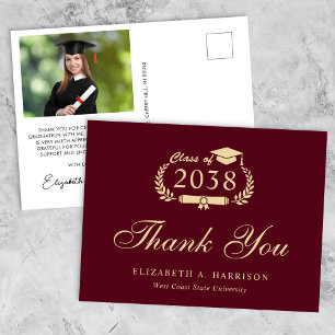Carte Postale Élégant Photo Bourgogne Merci de la graduation en