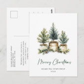 Carte Postale Elégant Pine Tree Noël Société Salutation (Devant / Derrière)