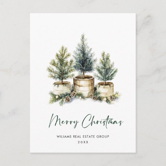 Carte Postale Elégant Pine Tree Noël Société Salutation (Devant)
