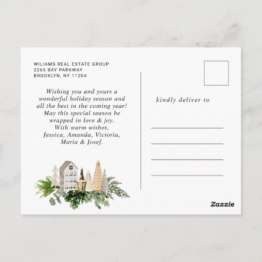 Carte Postale Elégant Pine Tree Noël Société Salutation (Dos)