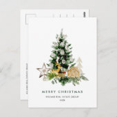 Carte Postale Elégant Pine Tree Noël Société Salutation (Devant / Derrière)