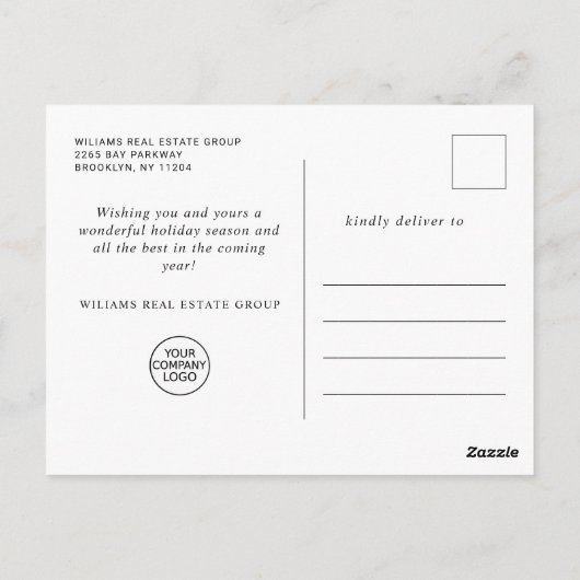 Carte Postale Elégant Pine Tree Noël Société Salutation (Dos)