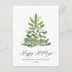 Carte Postale Elégant Pine Tree Noël Société Salutation