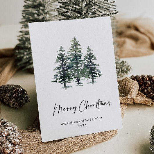 Carte Postale Elégant Pine Tree Noël Société Salutation
