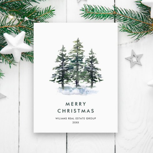 Carte Postale Elégant Pine Tree Noël Société Salutation