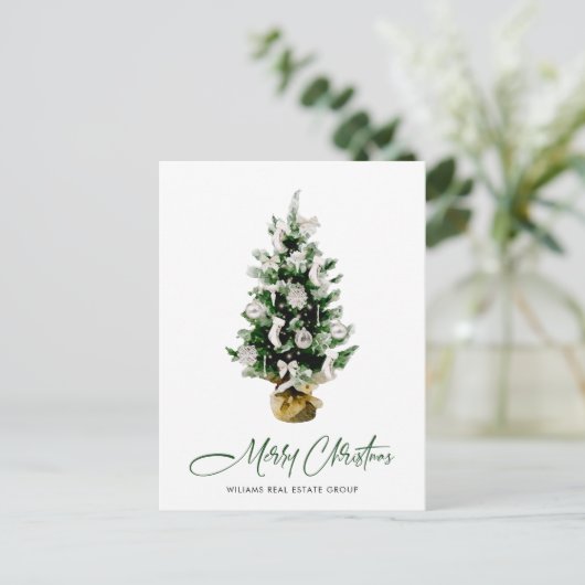 Carte Postale Elégant Pine Tree Noël Société Salutation (Debout devant)