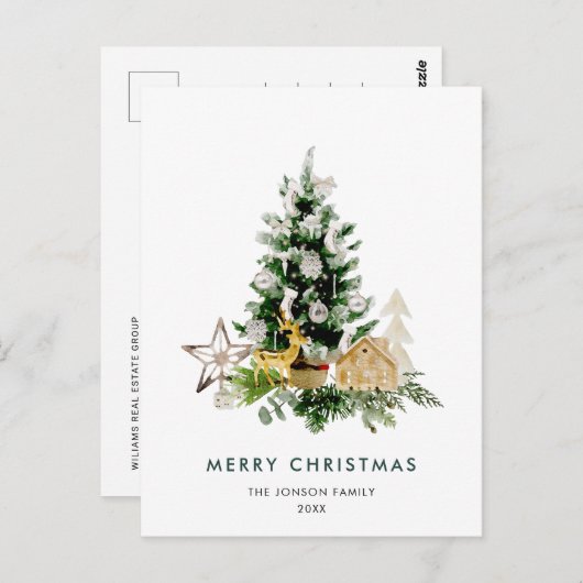 Carte Postale Elégant Pine Tree Noël Société Vacances (Devant / Derrière)