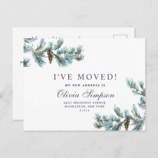 Carte Postale Élégant Pinecones de Noël Moving Faire-part (Devant / Derrière)