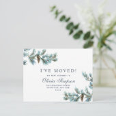 Carte Postale Élégant Pinecones de Noël Moving Faire-part (Debout devant)