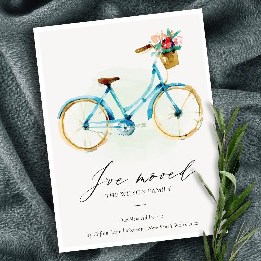 Carte Postale Élégant Pink Blue Yellow Floral Cycle J'ai Déplacé