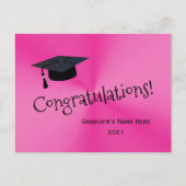 Carte Postale Elegant Pink Silver Félicitations Graduation (Devant)