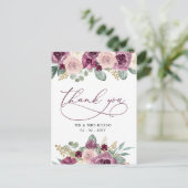 Carte Postale Élégant Plum Botanique Floral Merci (Debout devant)