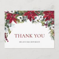 Élégant Poinsettia Rouge Noël Mariage Remerciement