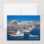 Carte Postale Elégant port de Minorque de Ciutadella (Devant / Derrière)
