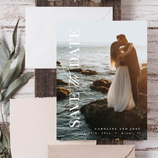 Carte Postale Élégant portrait moderne Photo Enregistrer la date