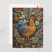 Carte Postale Élégant poulet William Morris Inspiré Floral (Devant / Derrière)