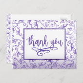 Carte Postale Élégant pourpre fleurit Mariage Merci (Devant / Derrière)