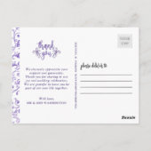 Carte Postale Élégant pourpre fleurit Mariage Merci (Dos)